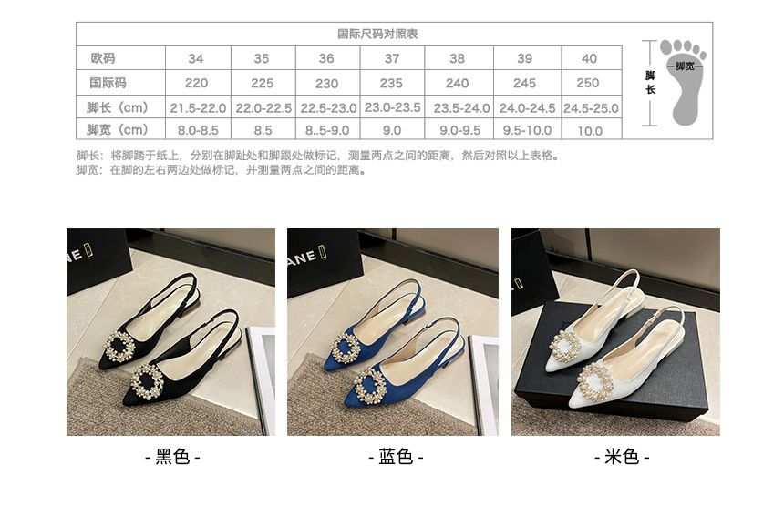 Anjay - Lage hak puntige slingback pumps