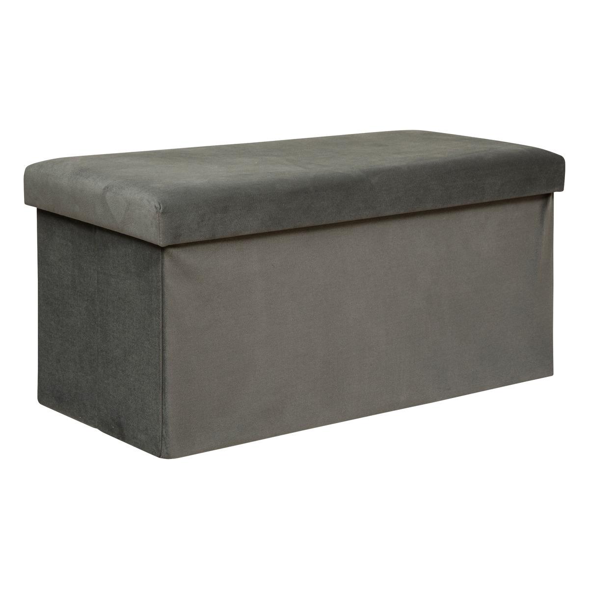 POUF PLIANT DOUBLE VELOURS LILOU GRIS D.76X38CM