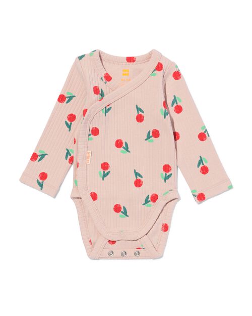 body croisé évolutif côtelé nouveau-né avec bambou stretch fleurs rose pâle