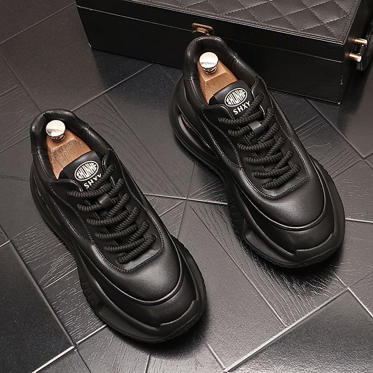 Mr Ozera - Platform Plain Lace-Up Sneakers