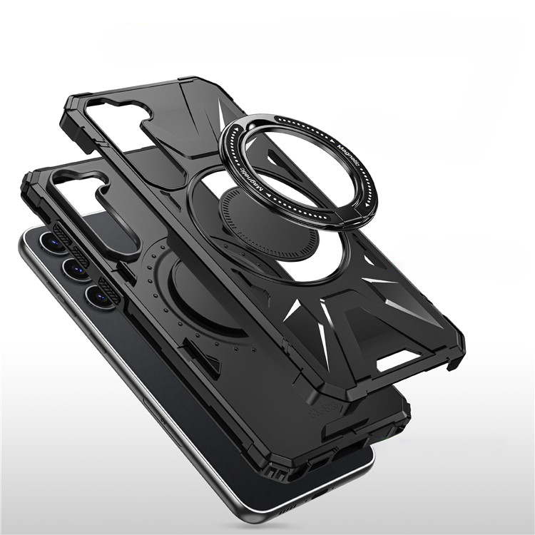 Samsung Galaxy S25 / S24 Hybrid Outdoor Hardcase Hülle mit MagSafe-Modul   Kickstand Aufsteller - Schwarz