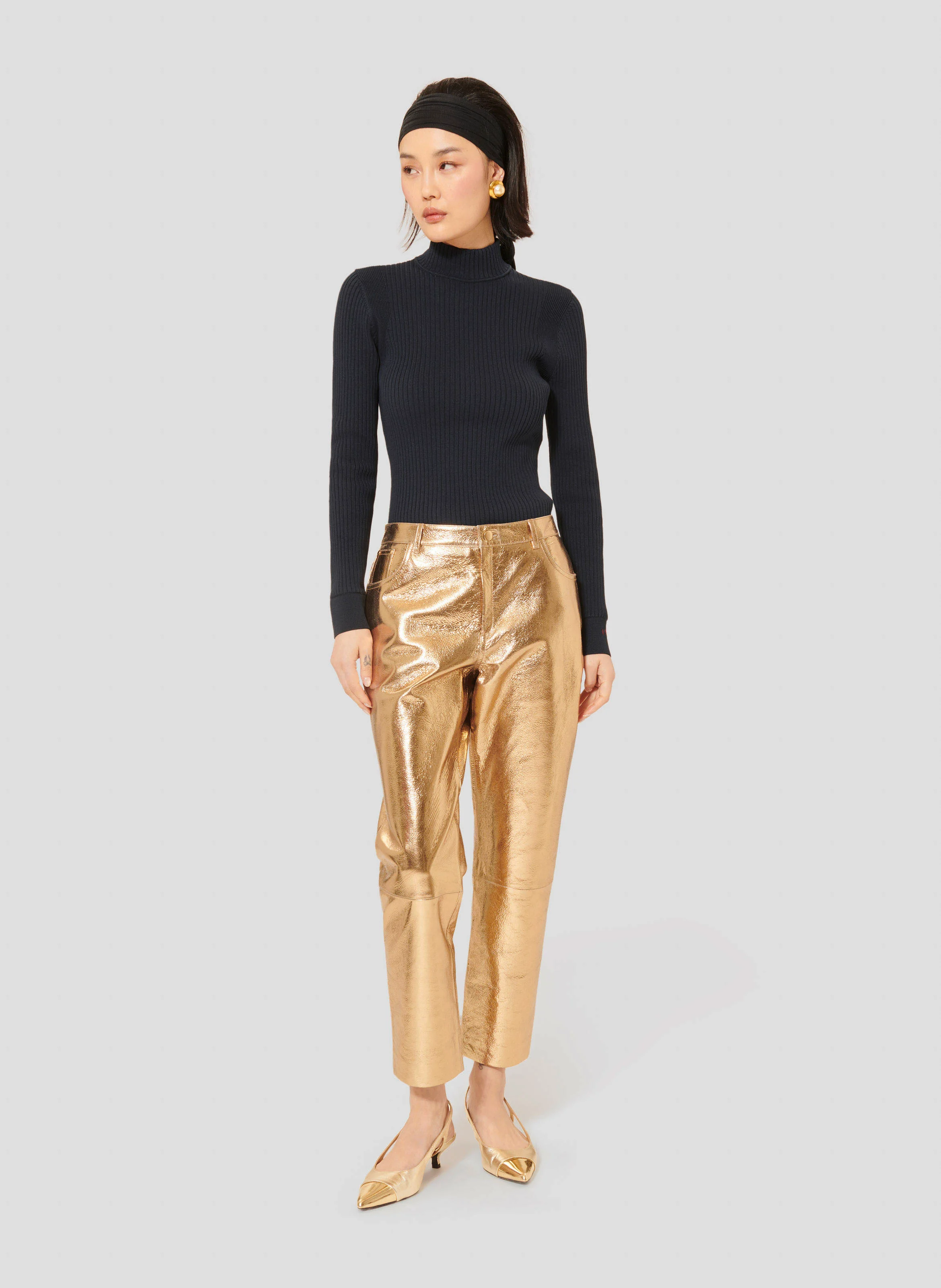 PIETRA - Pantalon droit en cuir | Jaune
