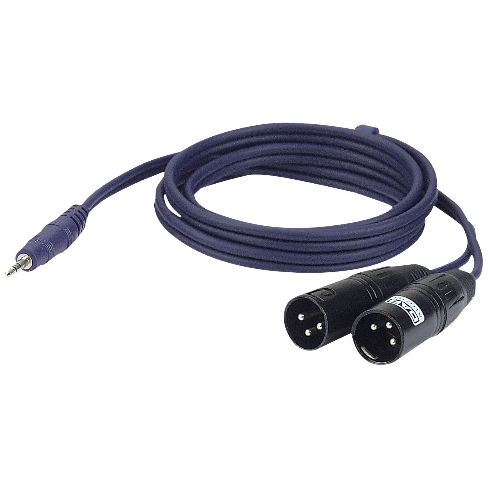DAP FL46 stereo 3.5 mm jack naar 2 x XLR male 1.5 meter blauw