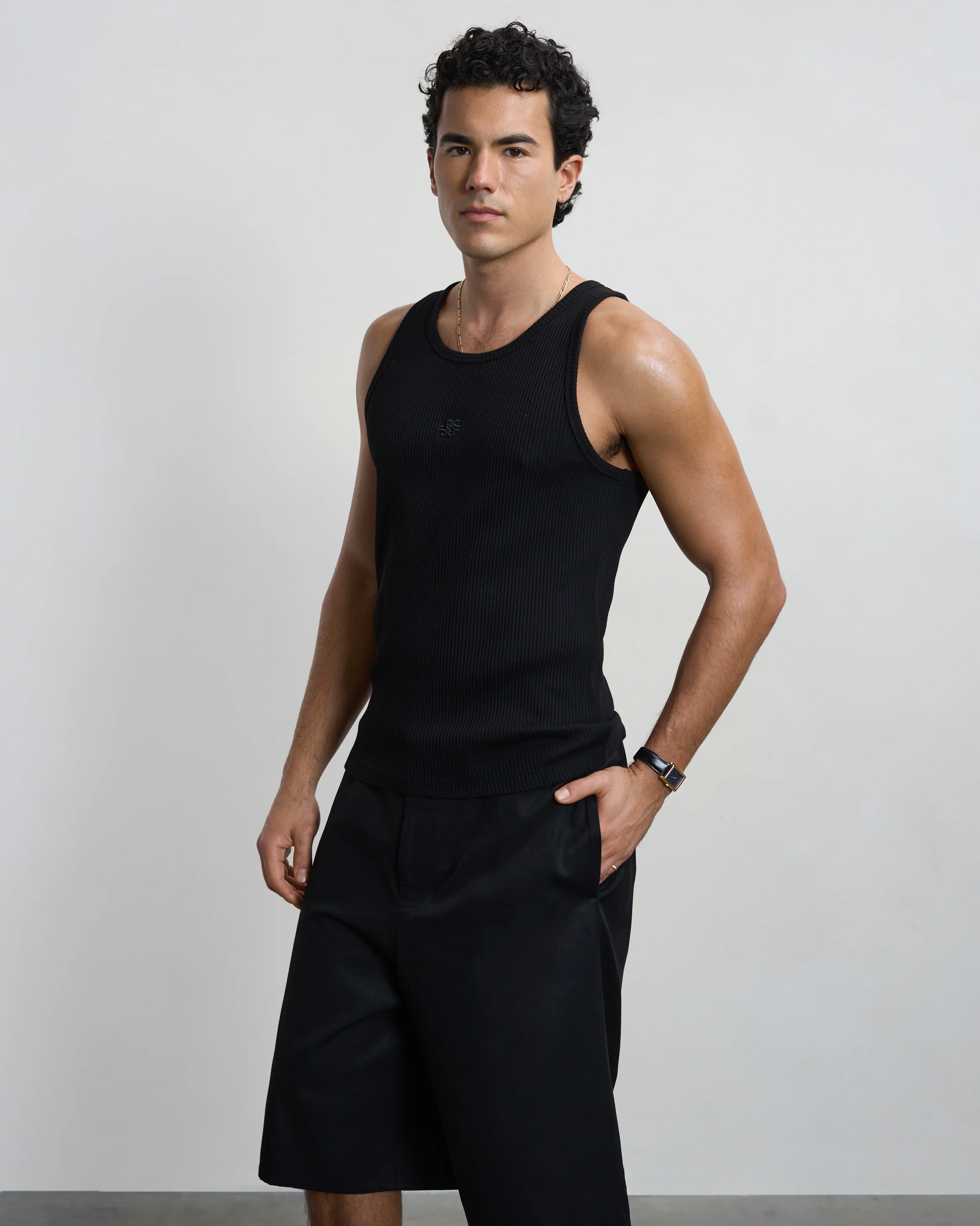 Tank Top Ribbed Black