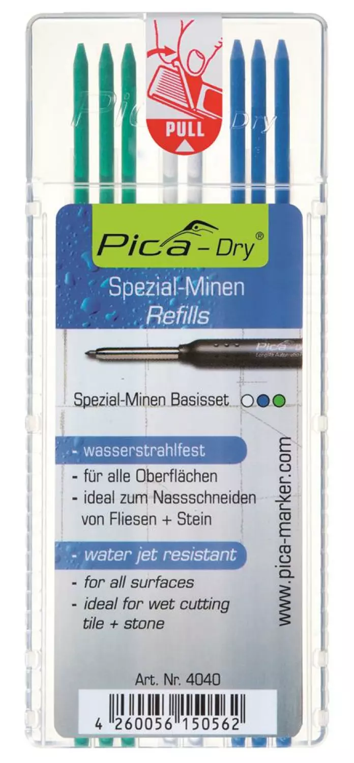 Pica 4040 Dry Navulling - Blauw/Wit/Groen (8st)