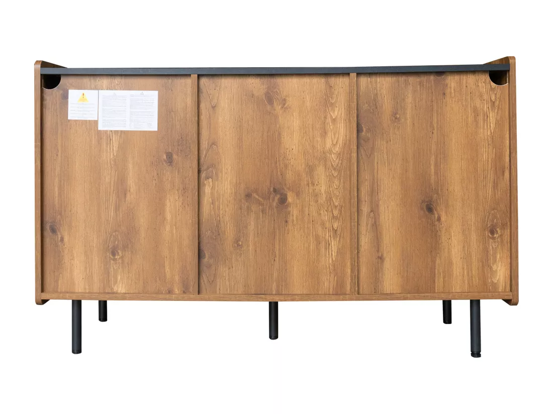 Buffet contemporain - 2 portes et 3 tiroirs - Noir & Naturel