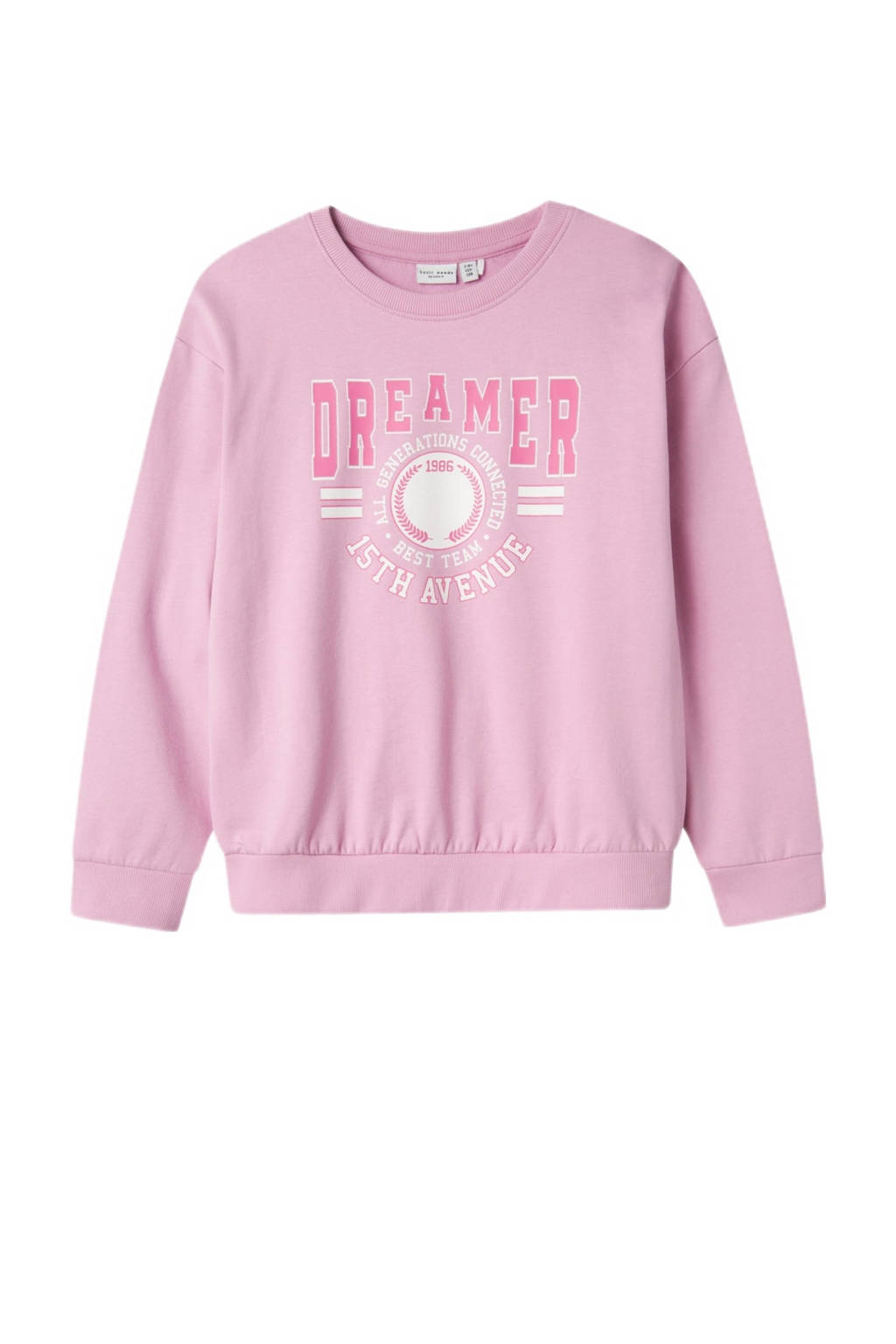 NAME IT sweater NKFVILOUI met printopdruk lichtroze