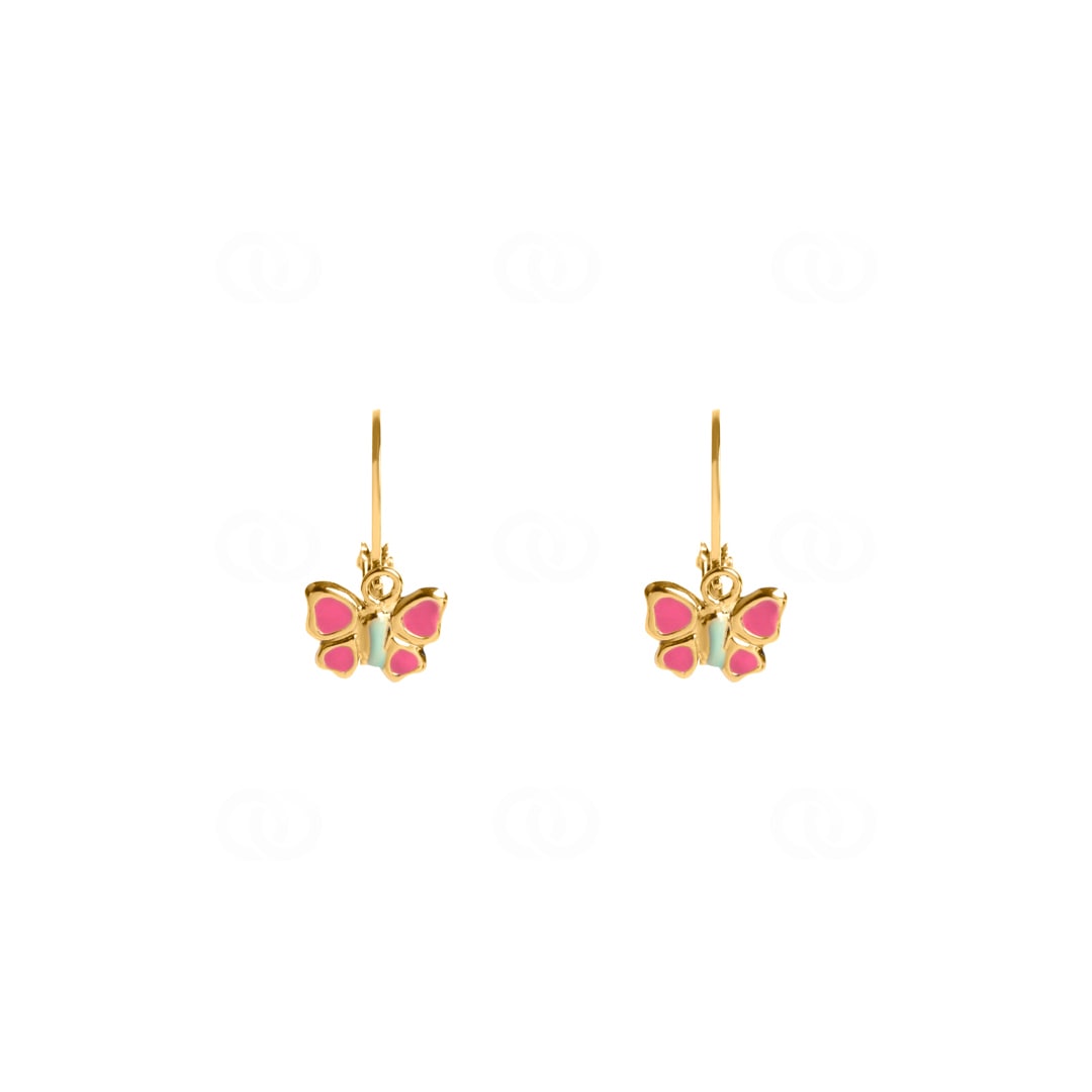 Ohrringe 750/18 K Gelbgold Schmetterling mit Lack