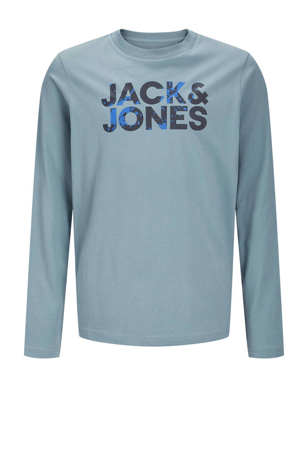 JACK & JONES longsleeve JJSTYD CORP SPLASH met logo lichtblauw