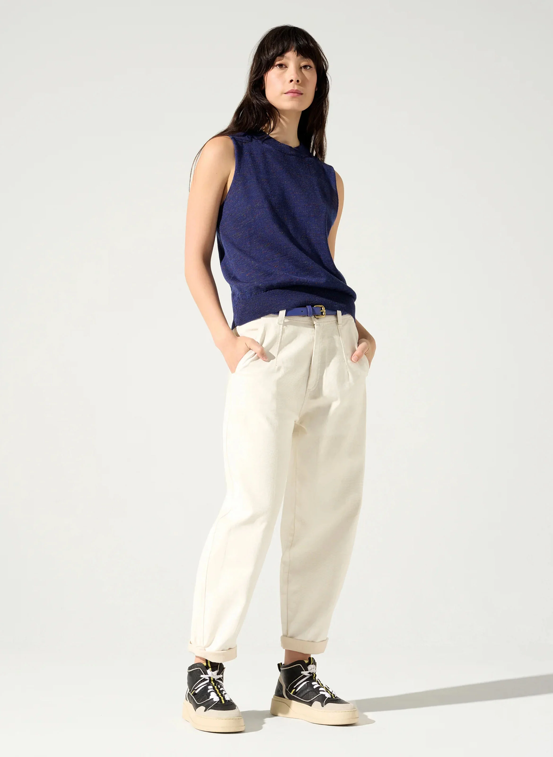 BILLIE - Pull col rond en laine mélangée | Bleu