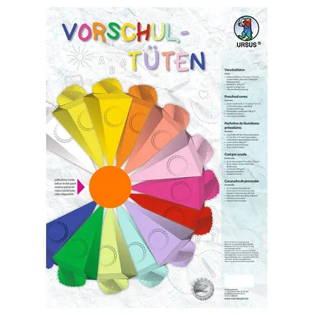 URSUS Vorschultüte aus Fotokarton zum Selbstgestalten, 2 Stück, ca. 11,5 x 25 x 11,5 cm, goldgelb