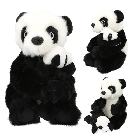 Depesche TOPModel Plüsch Panda Mama mit Baby WILD, 21 cm