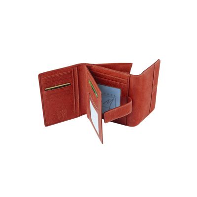 Porte-monnaie fermeture à bouton avec 4 poches fenêtres Savannah - rouge - label M