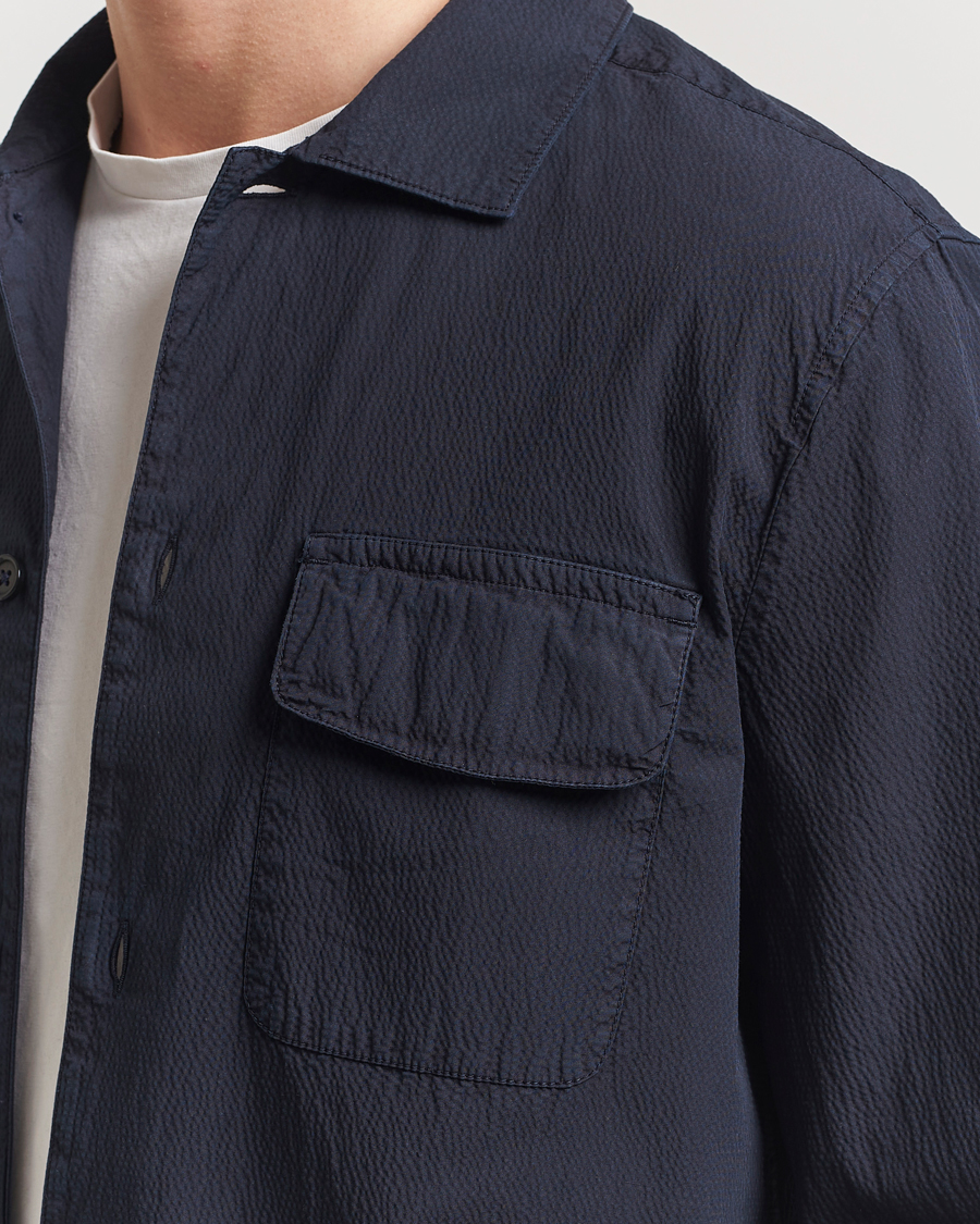 Morris Seersucker Overshirt Blue