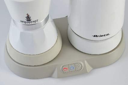 Ariete 1344 Frühstücksstation, 3 Produkte in 1: Moka-Milchaufschäumer-Heiß und Kalt, 500W, 4/2 Tassen, Hält den Kaffee warm, 5 Funktionen, Weiß