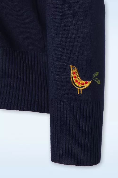 Banned Retro Heritage Scandi Birdi vest in marineblauw