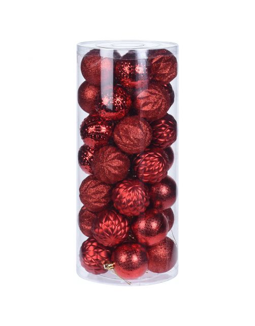 Homestyle Kerstballen 6 Cm - Kerstversiering - 6 cm Rood 35 stuks