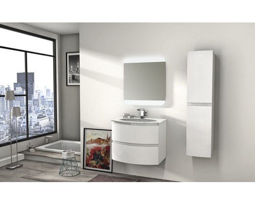Vage 69 cm witte glanzende wastafelmeubel