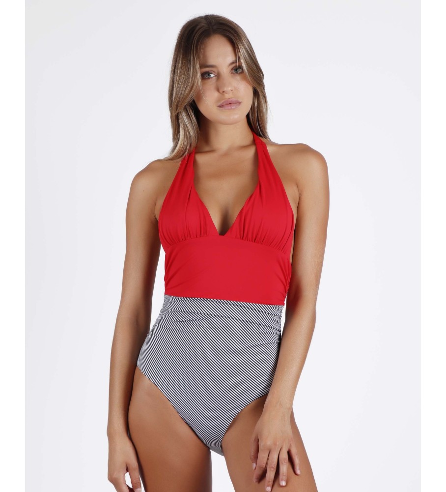 Maiô Admas Halter Soft Navy Red