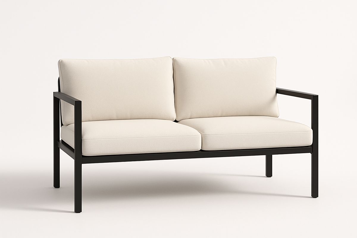 Zweisitzer-Sofa Metallgestell Beige Kissen