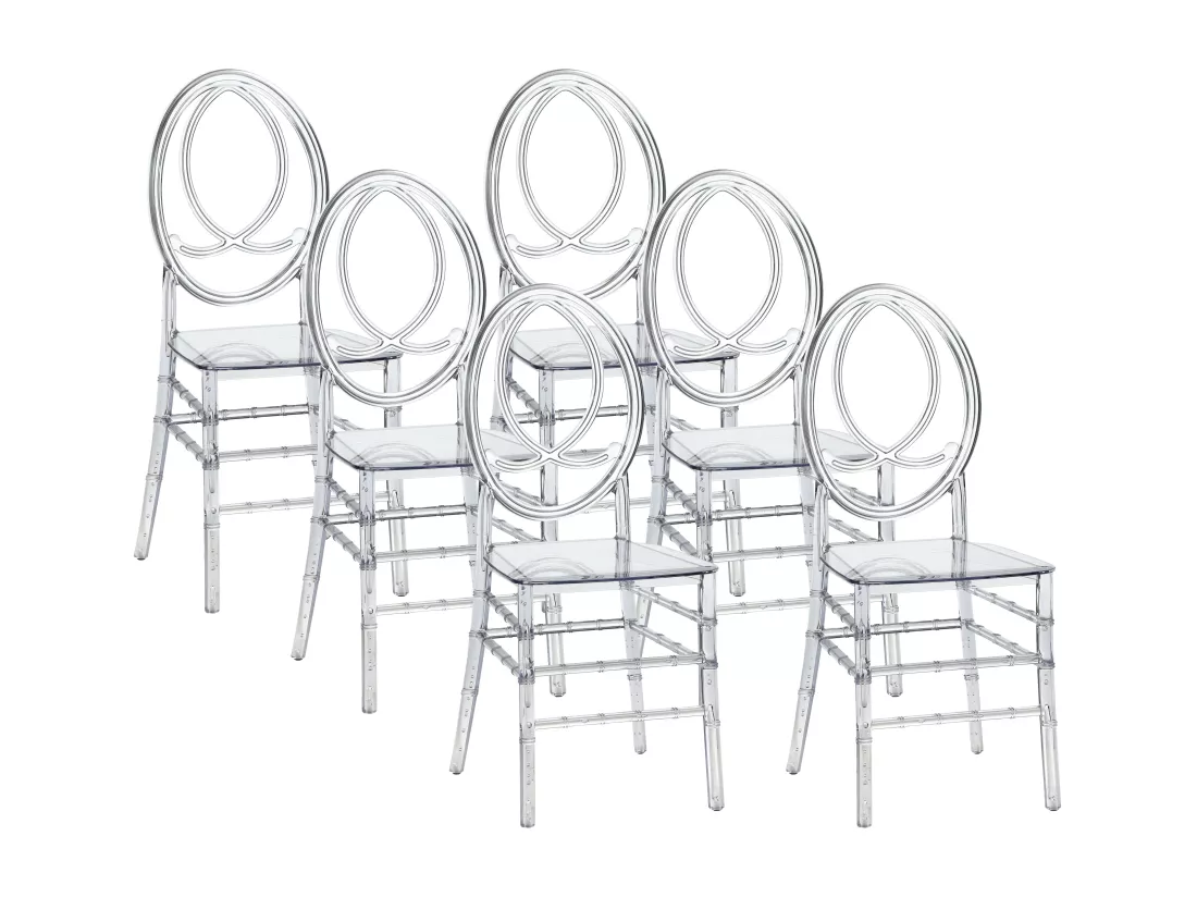 Lot de 6 chaises en polycarbonate plein - Cristal - AMALINE