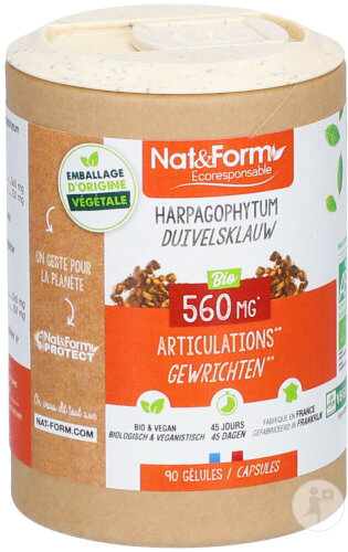 Nat&Form Harpagophytum Bio 90 Gélules Écoresponsable