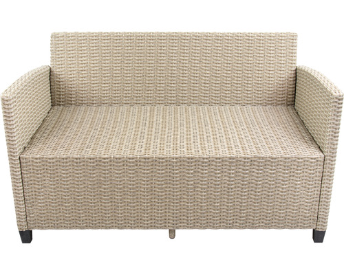 Tuinmeubelset, loungeset, 4-zits, bestaande uit: bank, 2 fauteuils, tafel, inclusief kussens, polyrotan, staal, beige