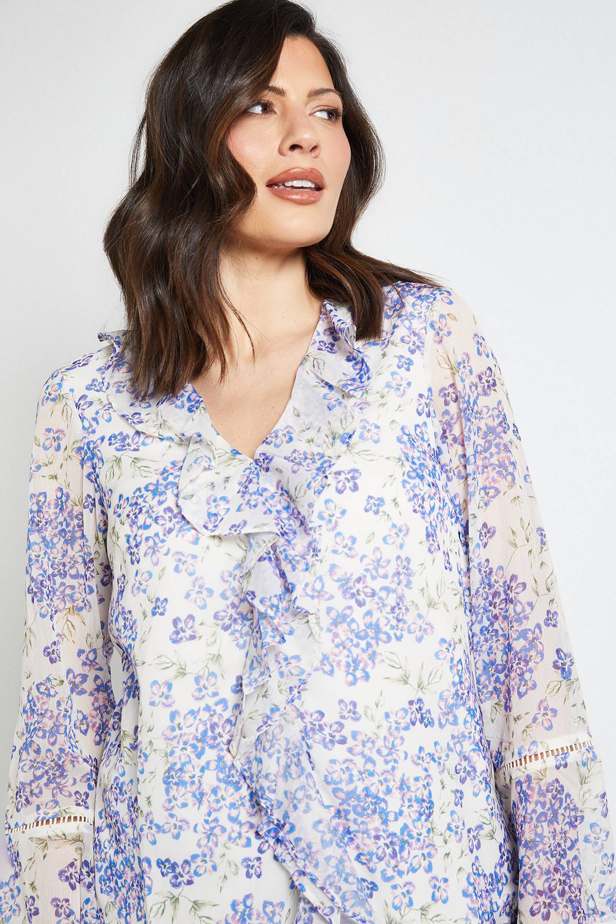 Wallis Blouse À Volants Avec Bordure En Dentelle Florale
