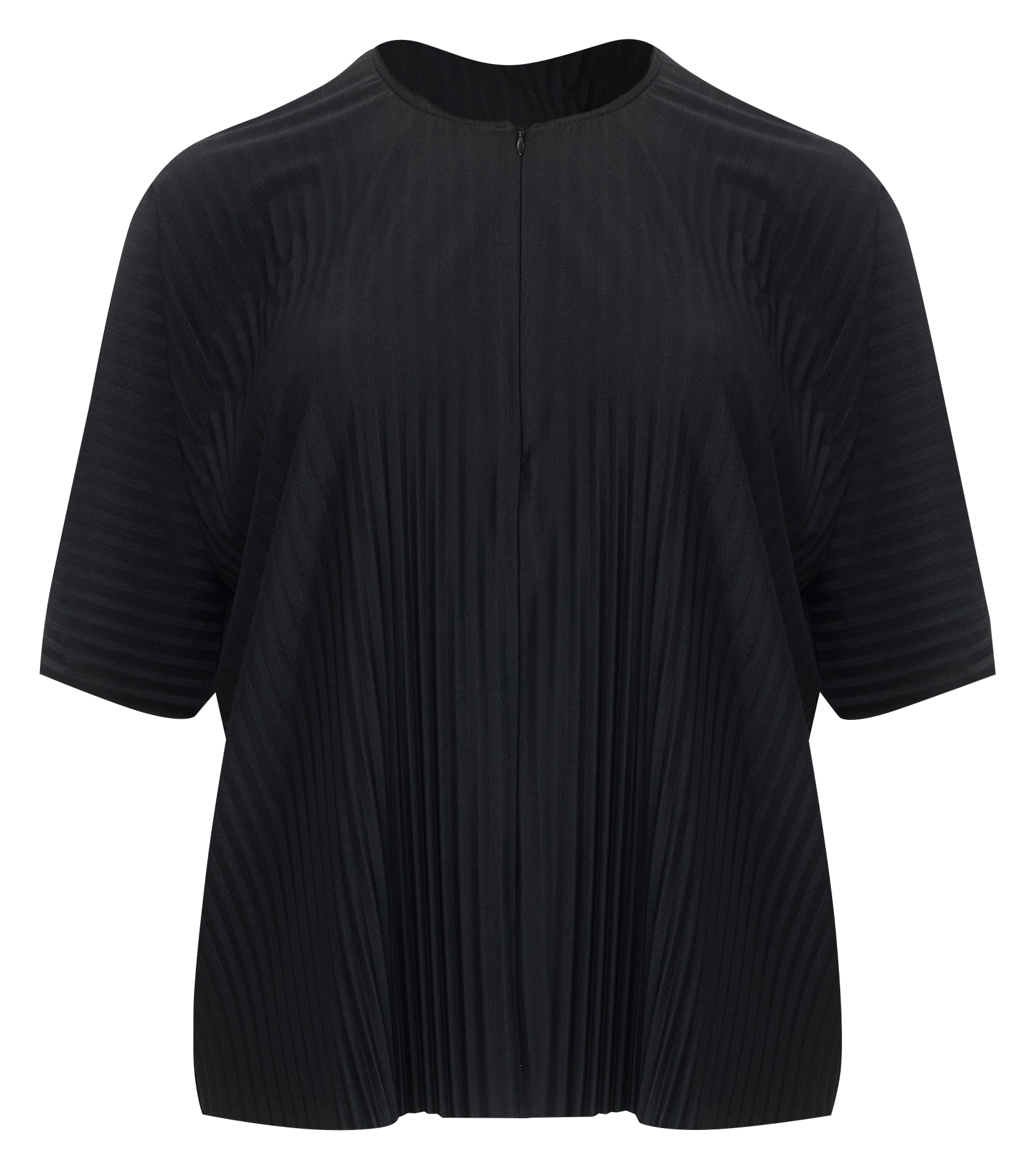 Top col rond plissé| Noir