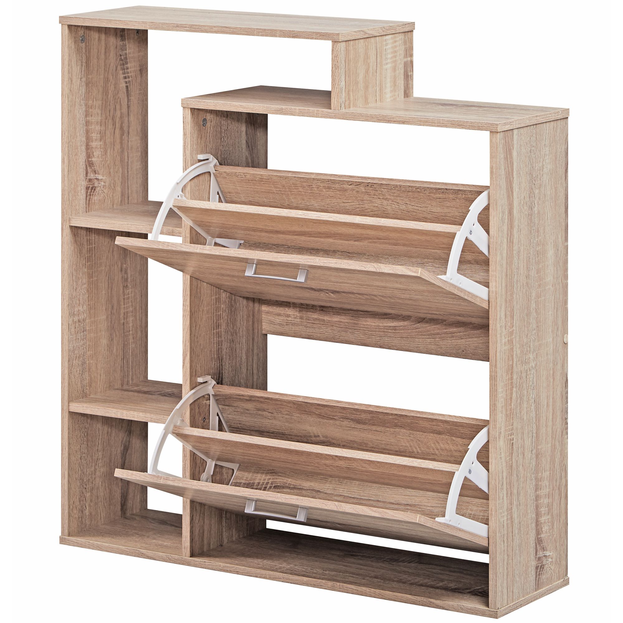 Schuhkipper MASSA Holz 2 Fächer Sonoma 12 Paar Schuhe Schuhschrank Schuhkommode