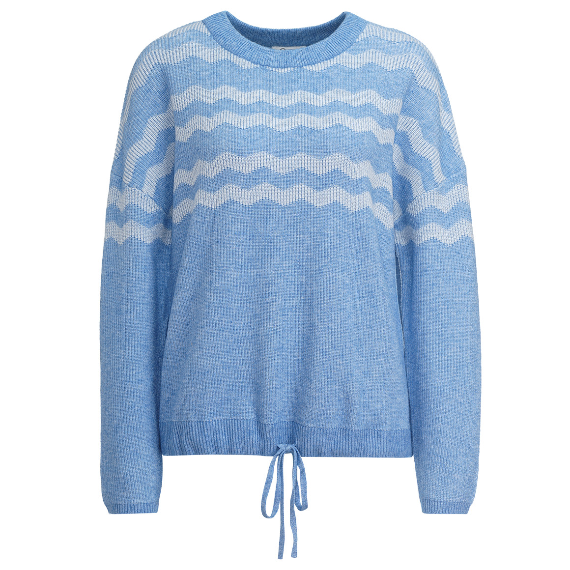 Gina Damen Strickpullover mit Zick-Zack-Muster hellblau