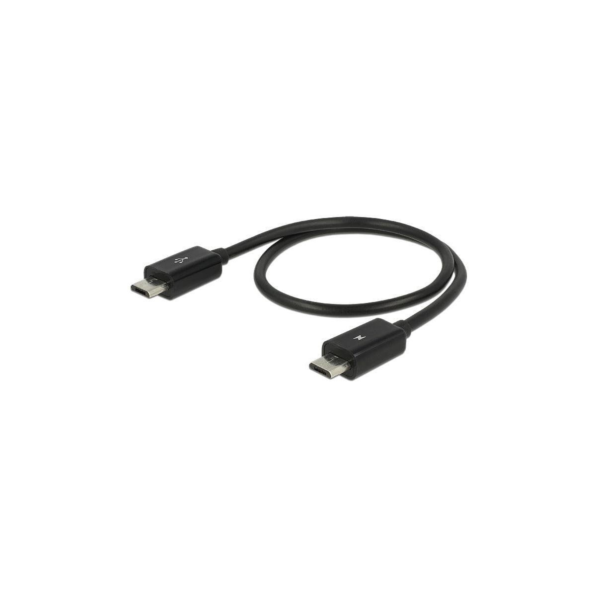 DeLOCK Power Sharing Cable, Micro B ha - Micro B ha OTG, 0,3m svart