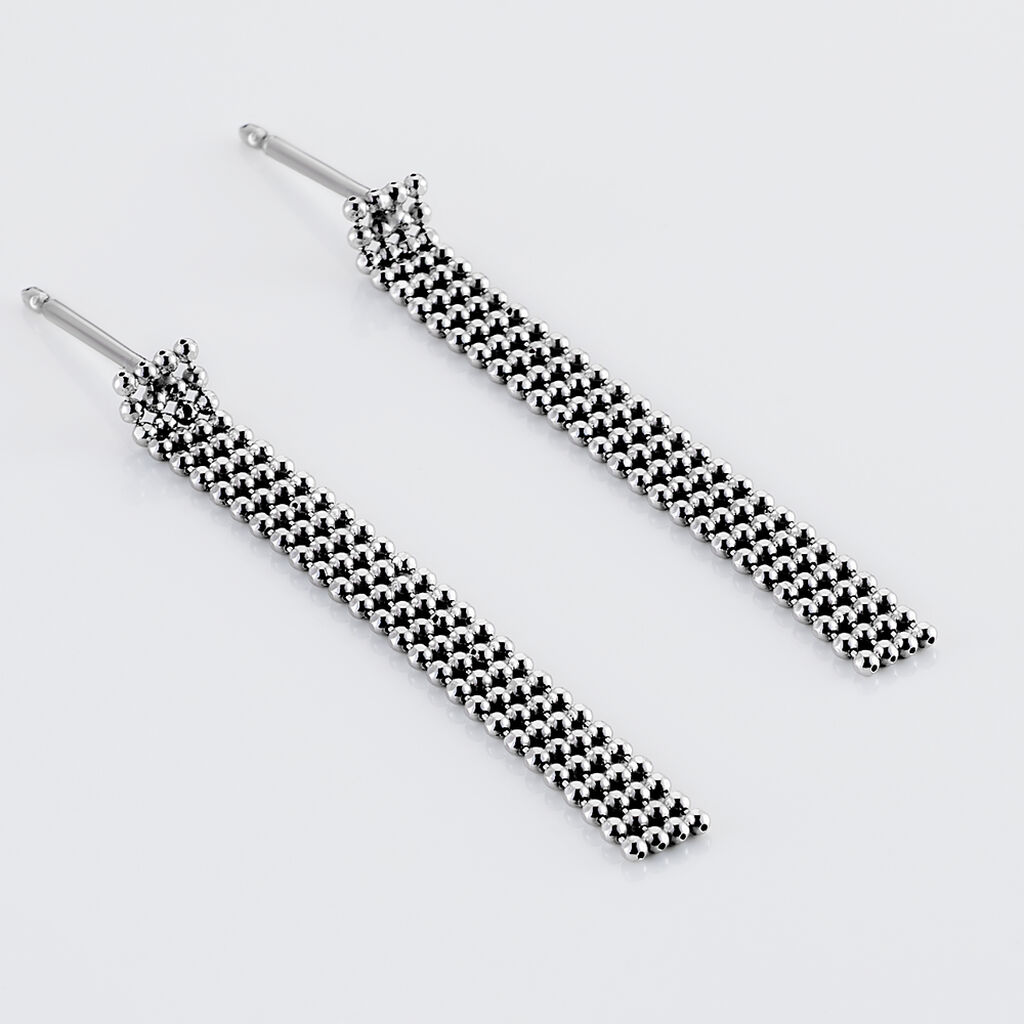 Boucles D'oreilles Pendantes Capucine Argent Blanc