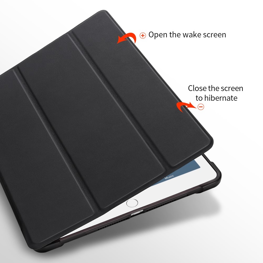 iPad 9.7 (2018/2017) / iPad Air / iPad Air 2 Slim Smart Cover Hülle Gummi Case   Apple Pencil Halterung - Schwarz / Transparent