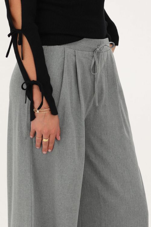 Grijze wide leg met strik