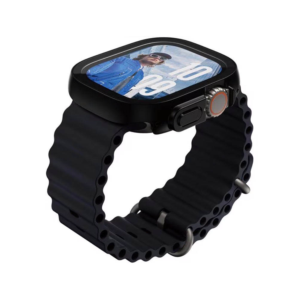 Apple Watch Ultra 3 / Ultra 2 / Ultra (49 mm) Full Body Protection Slim Bumper Case   Displayschutz Glas (3718) - Schwarz