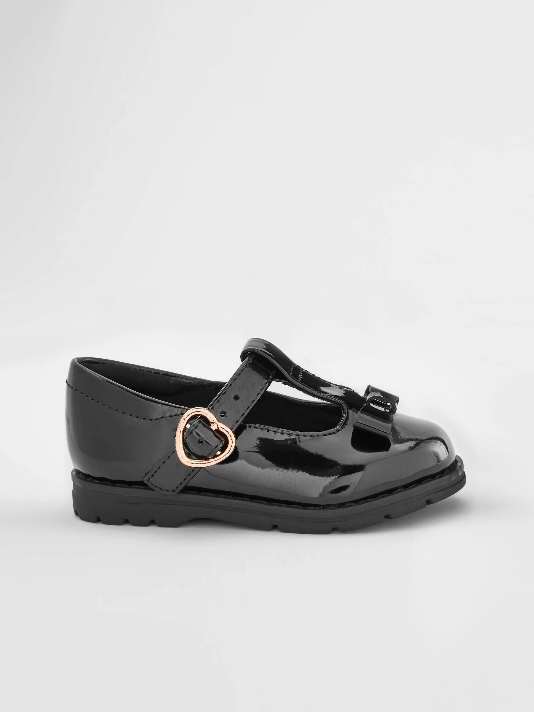 Zwart lak - Junior schoolschoenen met T-bandje en strik