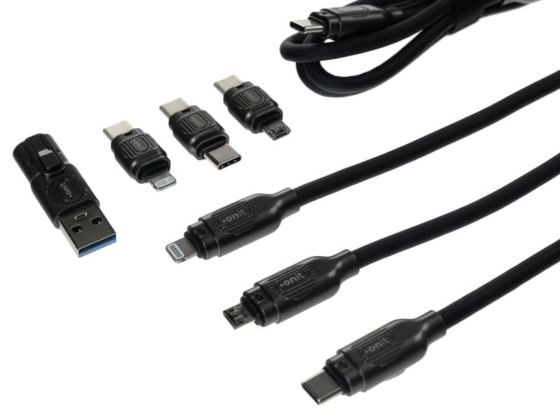 onit USB-Kabel All-in-One Premium 240 W, 2.6 m USB-Kabel mit Adaptern für alle Geräte und Anwendungen
