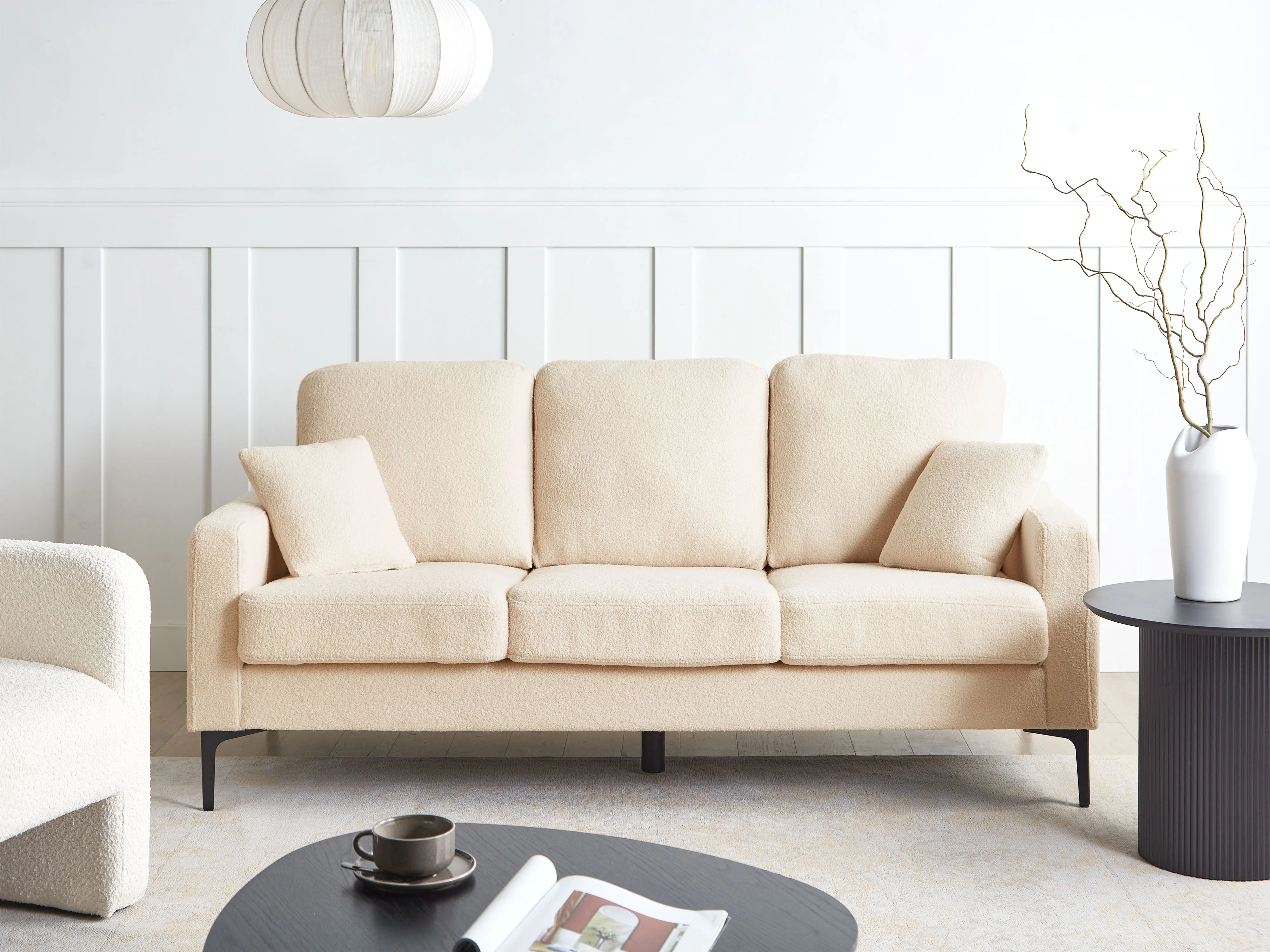 Bank 3-zits GAVLE Bouclé Beige