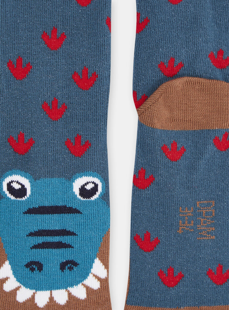 Chaussettes turquoise à imprimé crocodile garçon