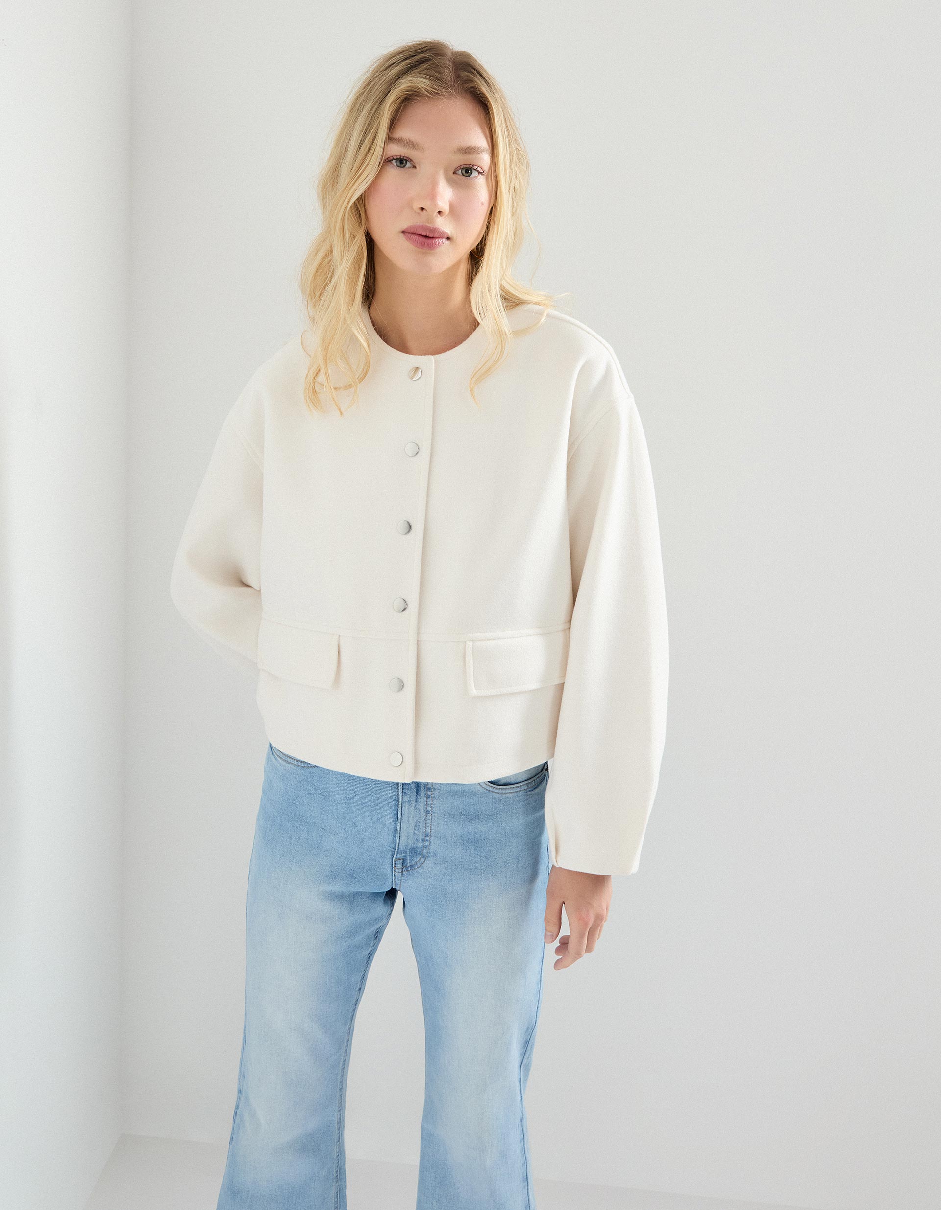 Casaco Bomber, Mulher, Branco