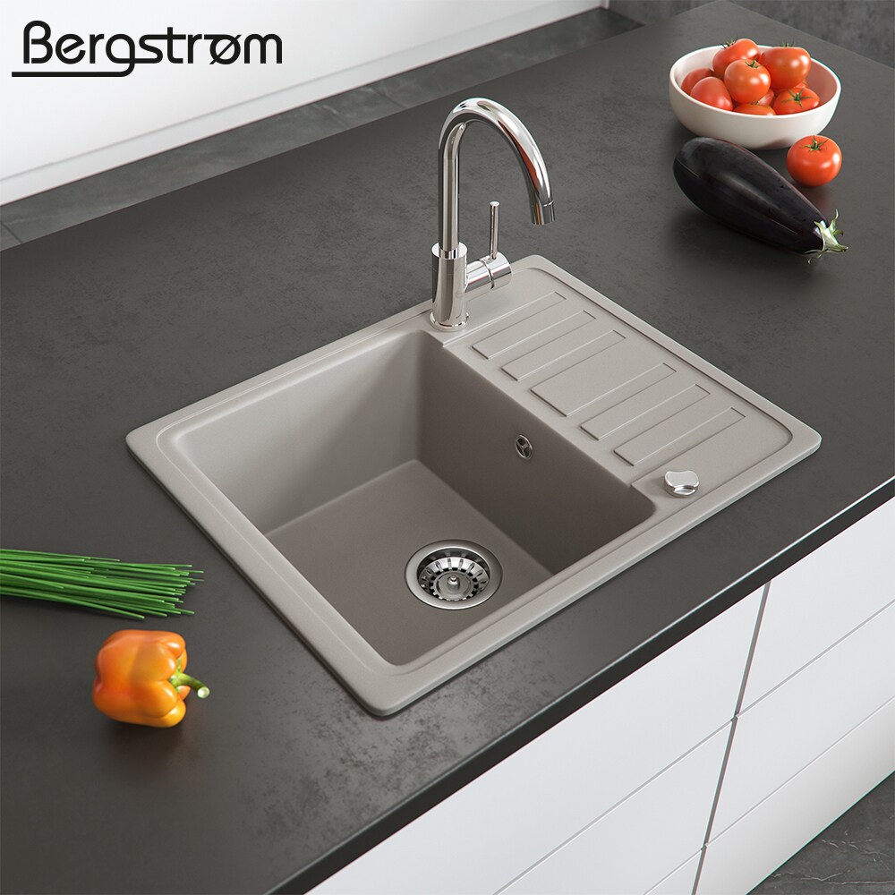 Granit Spüle Küchenspüle Einbauspüle Spülbecken+Drehexcenter+Siphon Beige