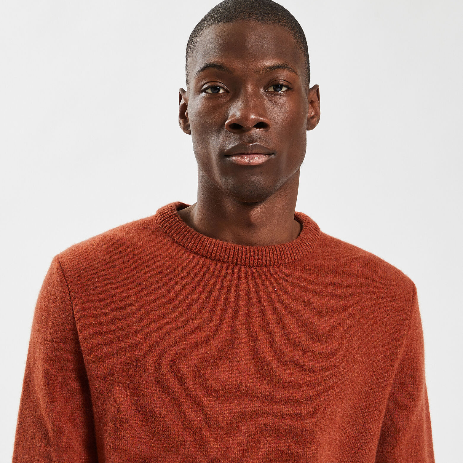 Pull à col rond uni Orange