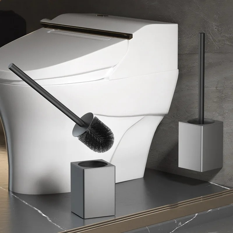 WC Bürste Toiletten Abfluss Reiniger mit Wandhalterung - Schwarz