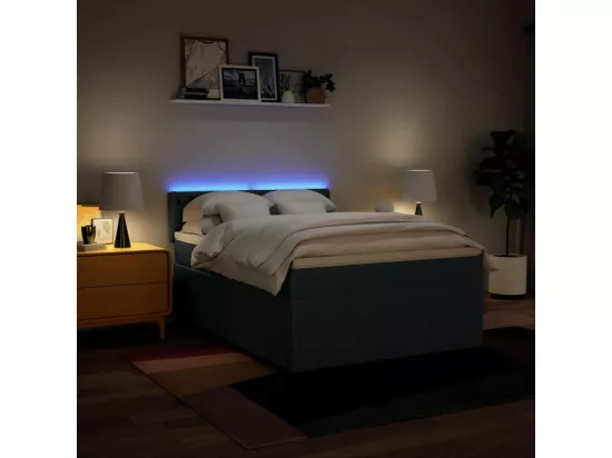Sommier à lattes de lit avec matelas Bleu 160x200 cm Tissu