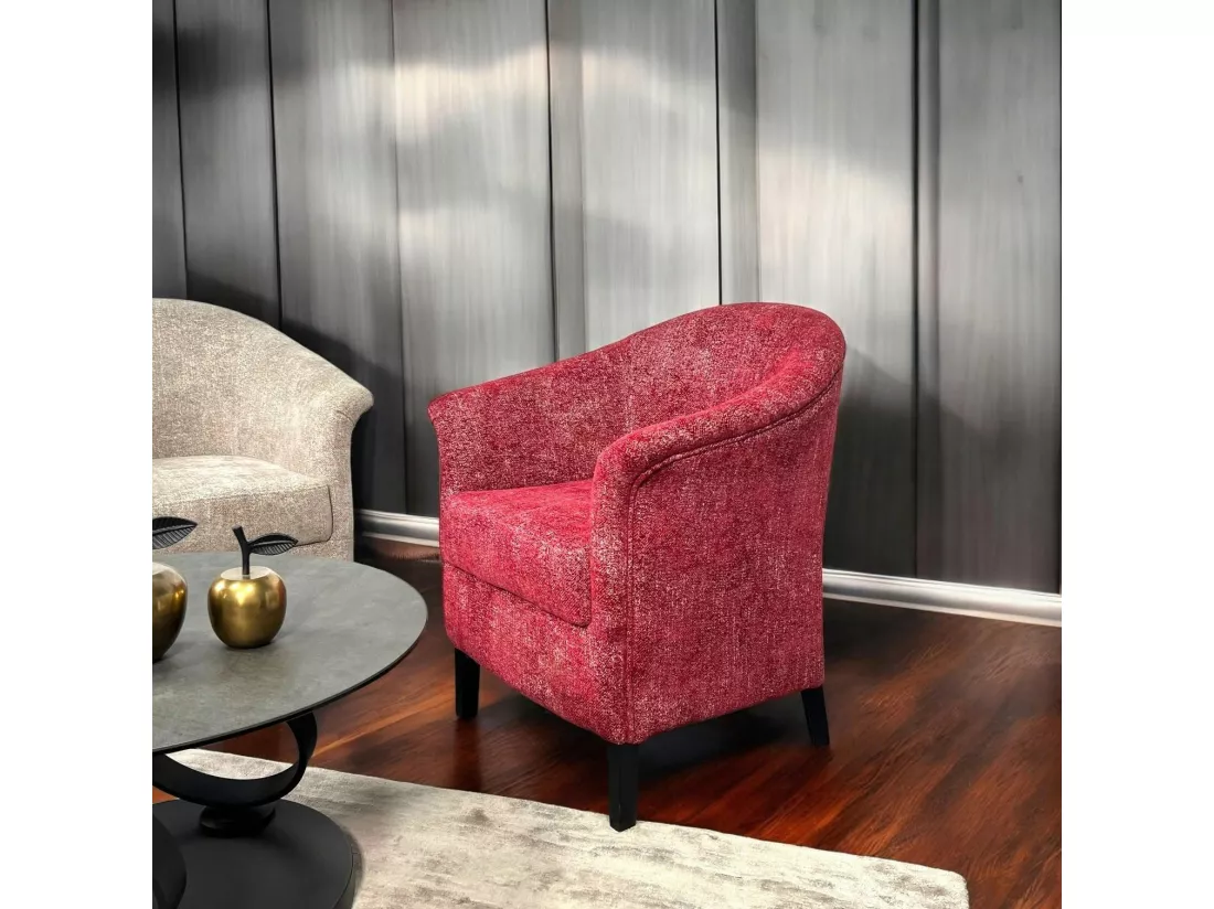 Fauteuil Cabriolet rouge chiné MIRA