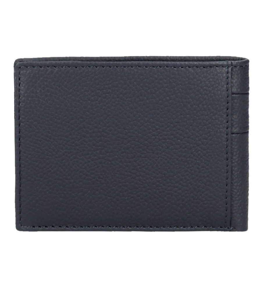 Carteira Pepe Jeans Checkbox em couro azul marinho
