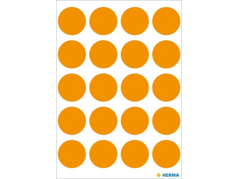 Herma Stickers Klebepunkte Vario Ø 19 mm, Neonorange Markierungspunkte Sticker