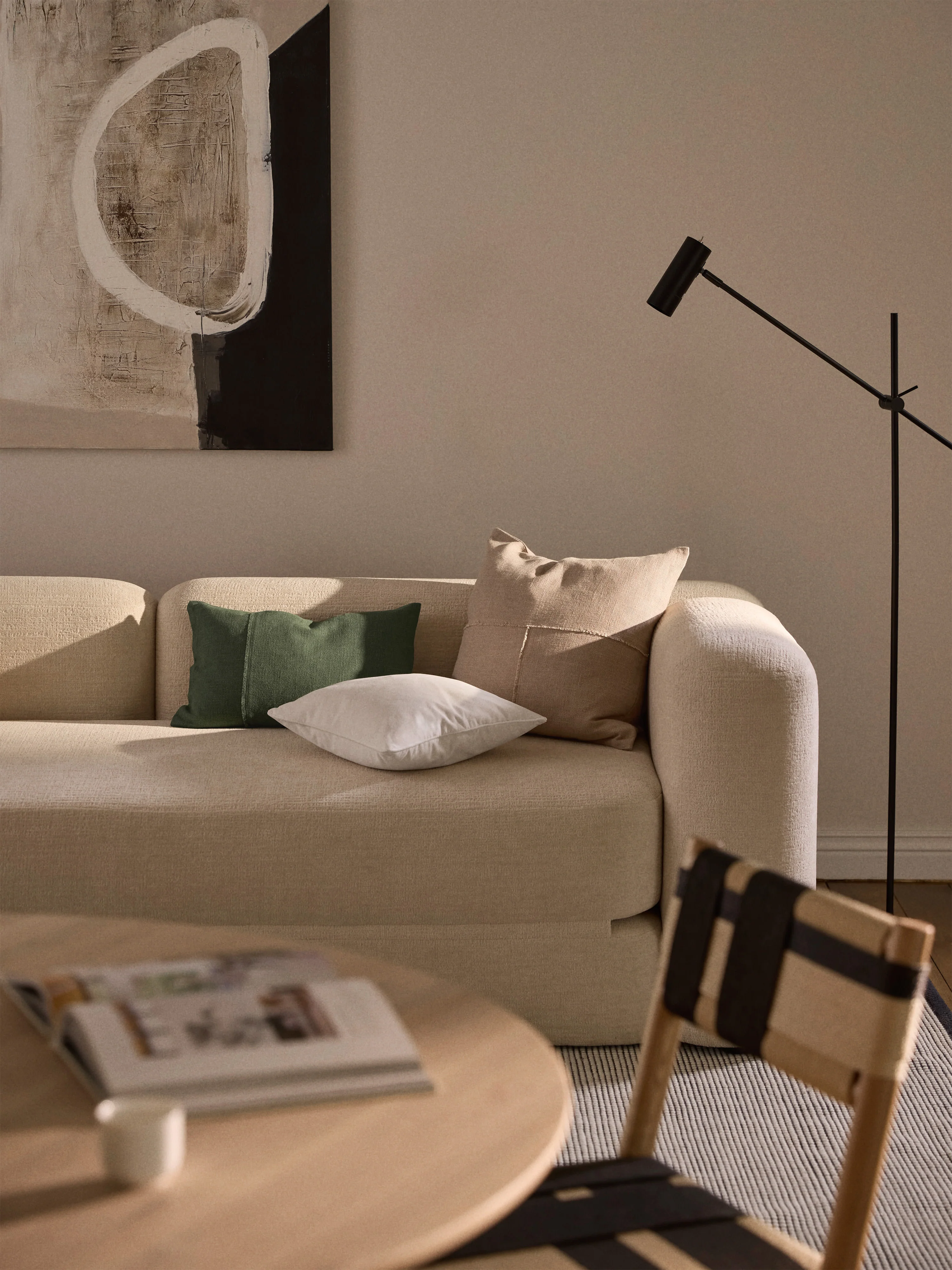 Handgeweven kussenhoes Terre met decoratieve naad