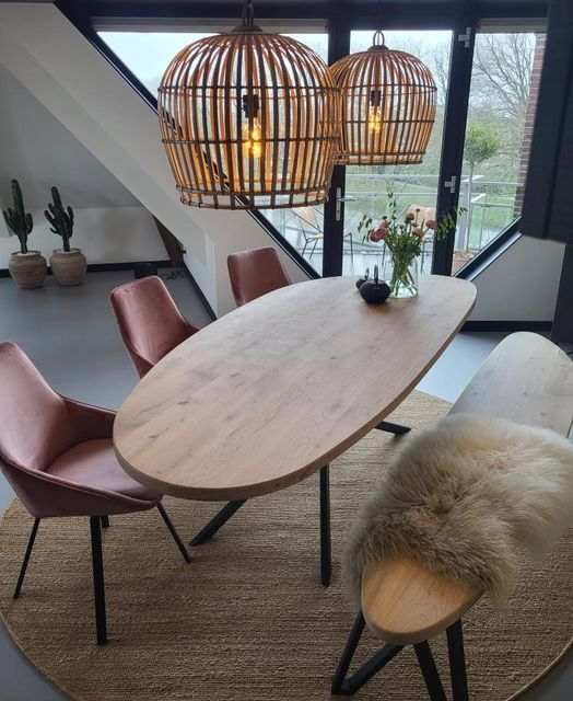 Firma Hout & Staal Eettafel Leaf | Mikado frame | Matte lak Eettafel Leaf | 200*100cm | Roundline | Matte lak